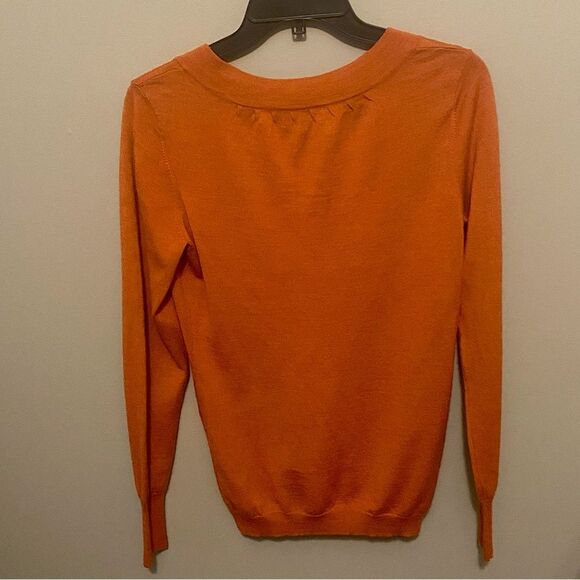 The Limited Merino Wool Blend Lightweight V-Neck Sweater Pumpkin Size Large - Picture 4 of 5